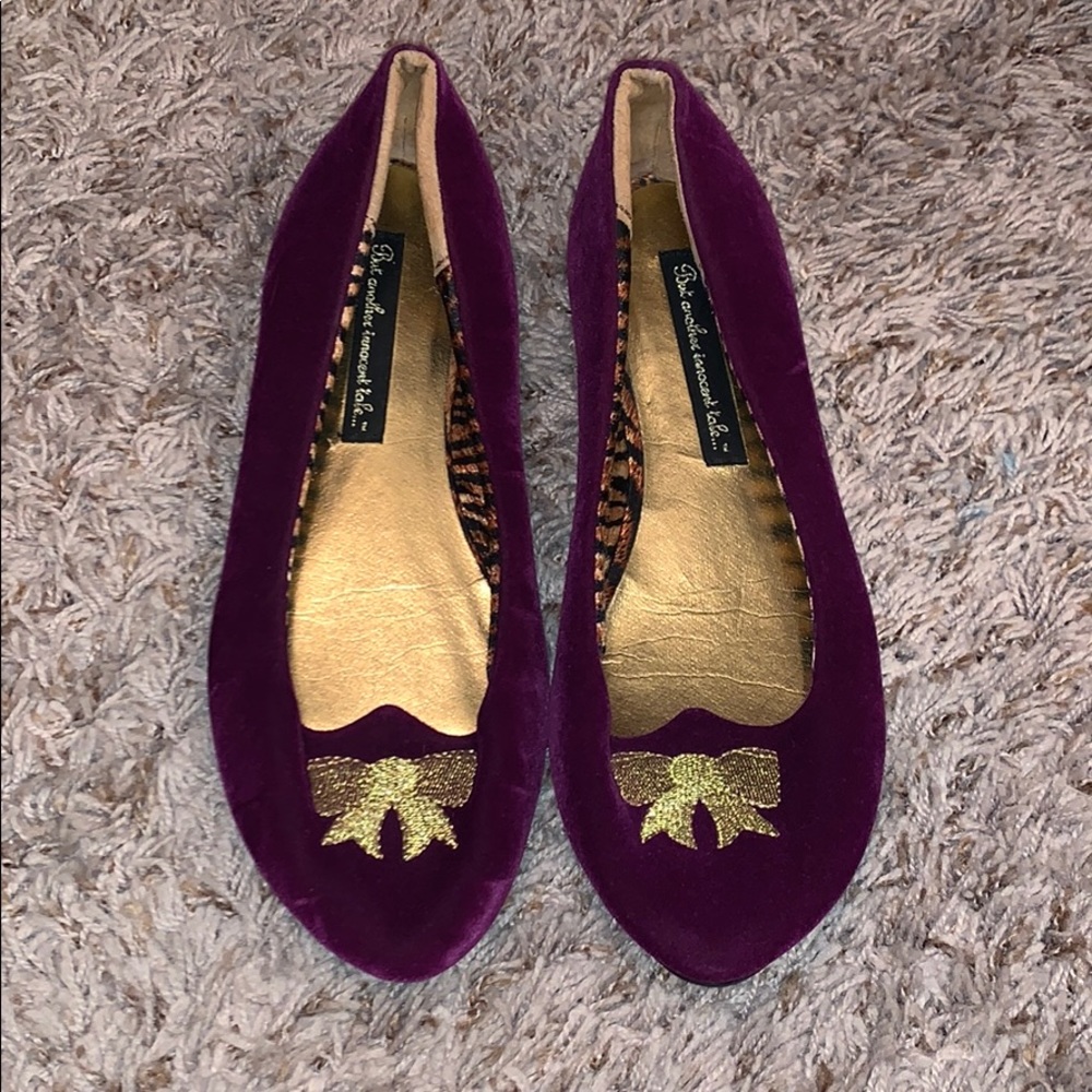 Gold Bow Ballet Flats